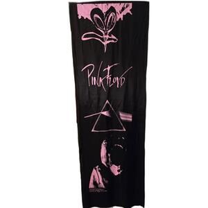 Vintage 1988 Pink Floyd Dark Side Wall Hanging Banner Black Pink Fabric Art